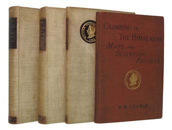 CONWAY, WILLIAM MARTIN, Sir.  Climbing and Exploration in the Karakoram-Himalayas.  4 vols.  1894.  Limited issue.